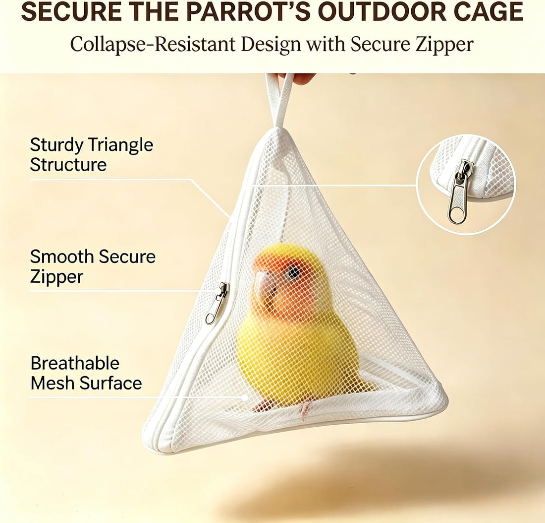Portable Bird Carrier & Parrot Travel Bag with Hanging Loop and Zipper