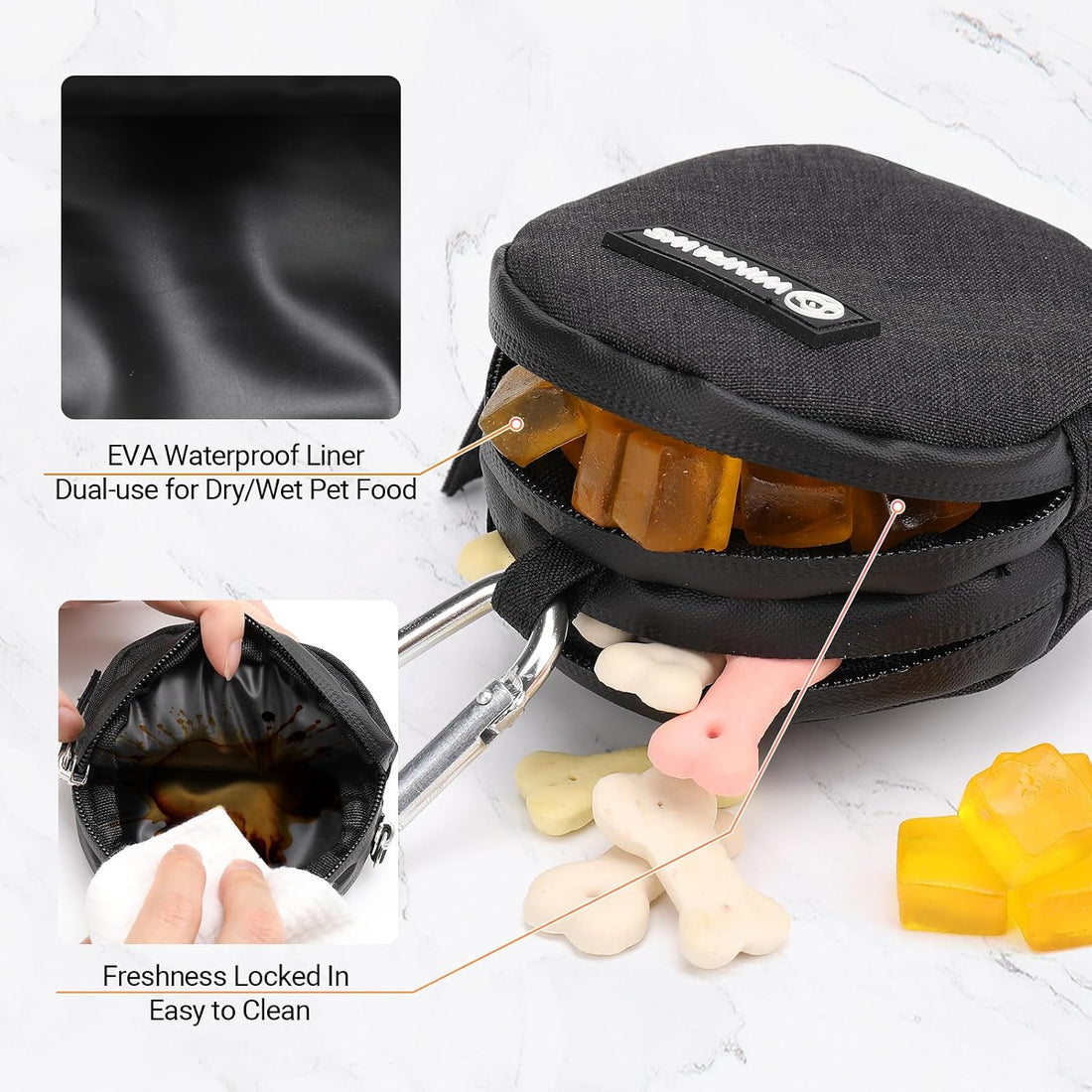 Dog Poop Bag Holder for Leashes- Dog Treat Pouch with Waterproof