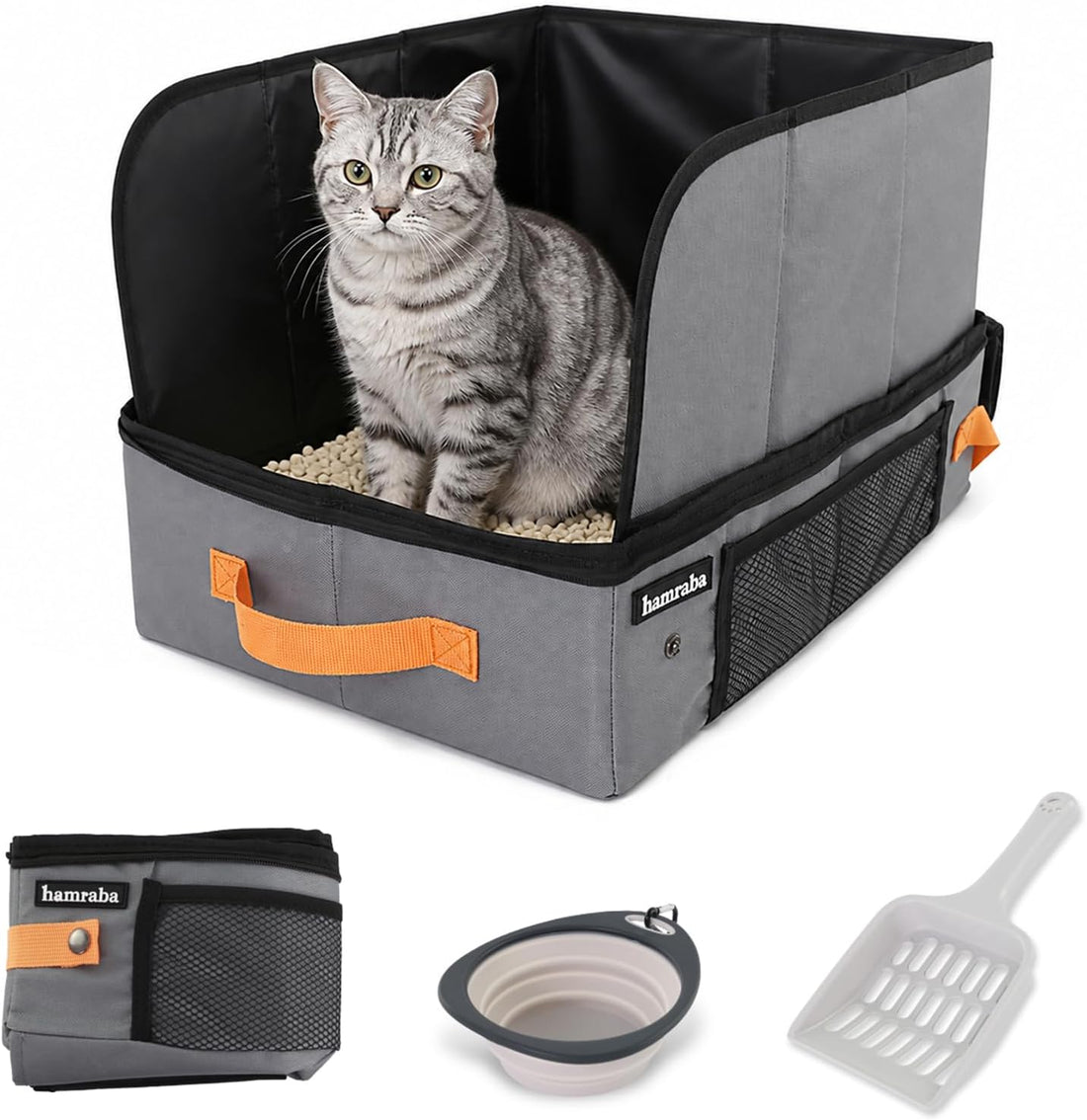 hamraba Large Travel Litter Box for Cats with High Side Shield