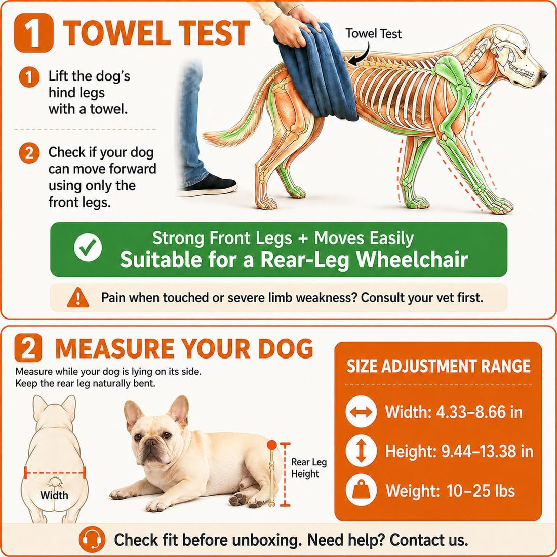 Dog Wheelchair for Back Legs, Adjustable Mobility Support for dogs