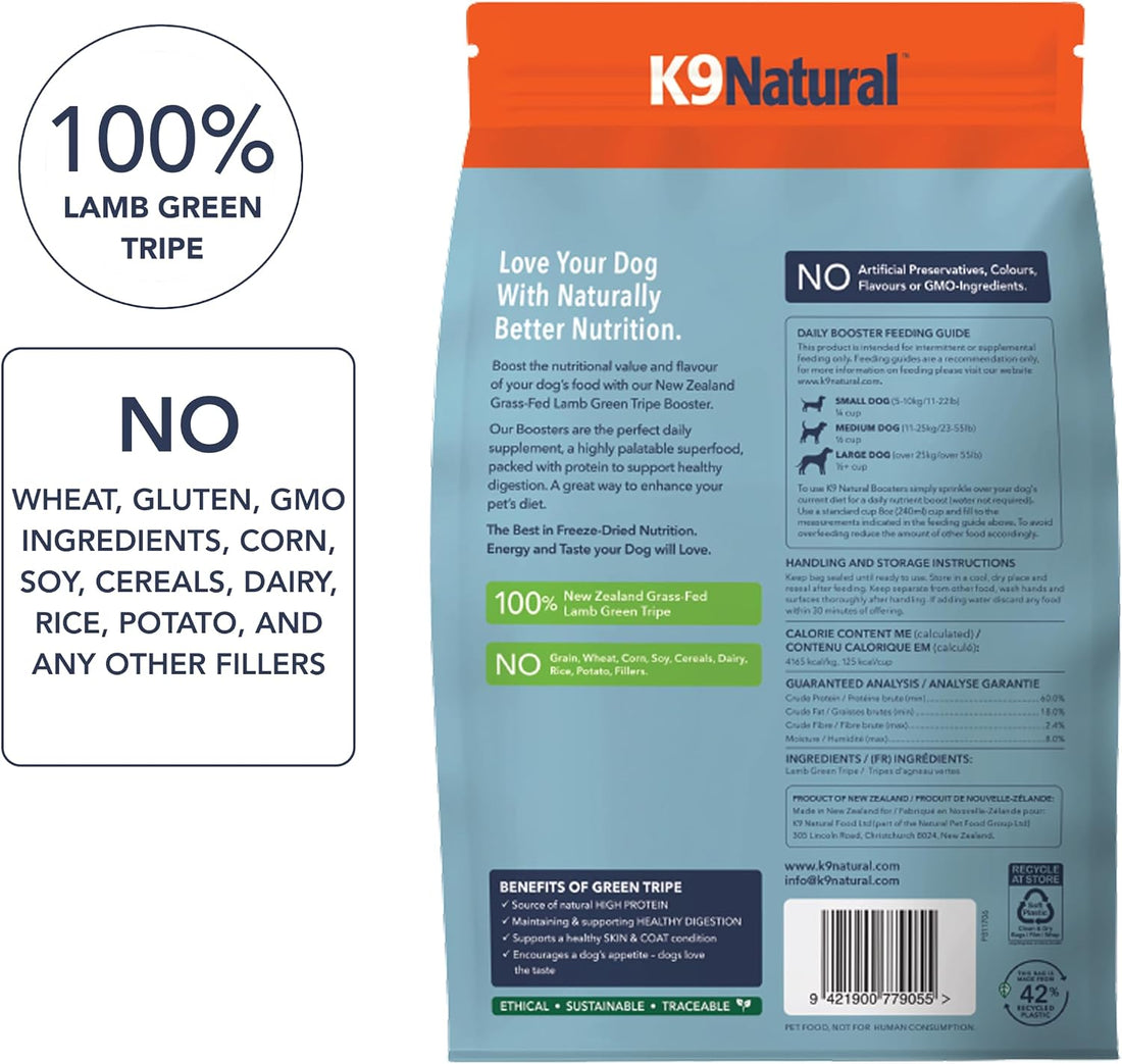K9 Natural Freeze Dried Dog Food Topper with Verified Ingredients