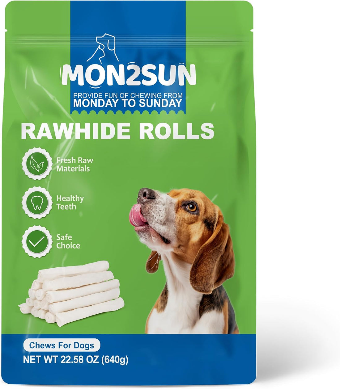 MON2SUN Dog Rawhide Rolls Twist Sticks Chew Treats Natural Flavor 6.5