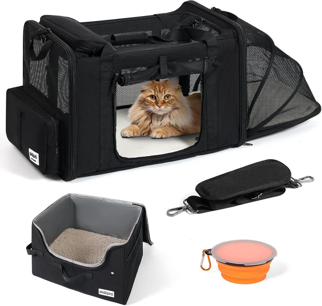 pidipiti 25x17x17 Extra Large Expandable car cat Carrier with