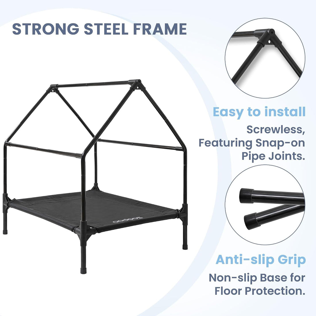 Zooba Large Dog House Outdoor, 36in Elevated 2-in-1 Cot & Canopy