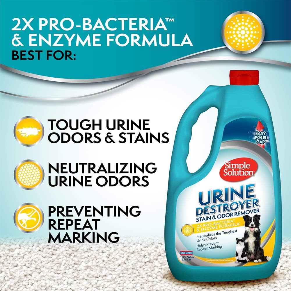 Simple Solution Urine Destroyer, Pet Urine Enzyme Cleaner, Gallon