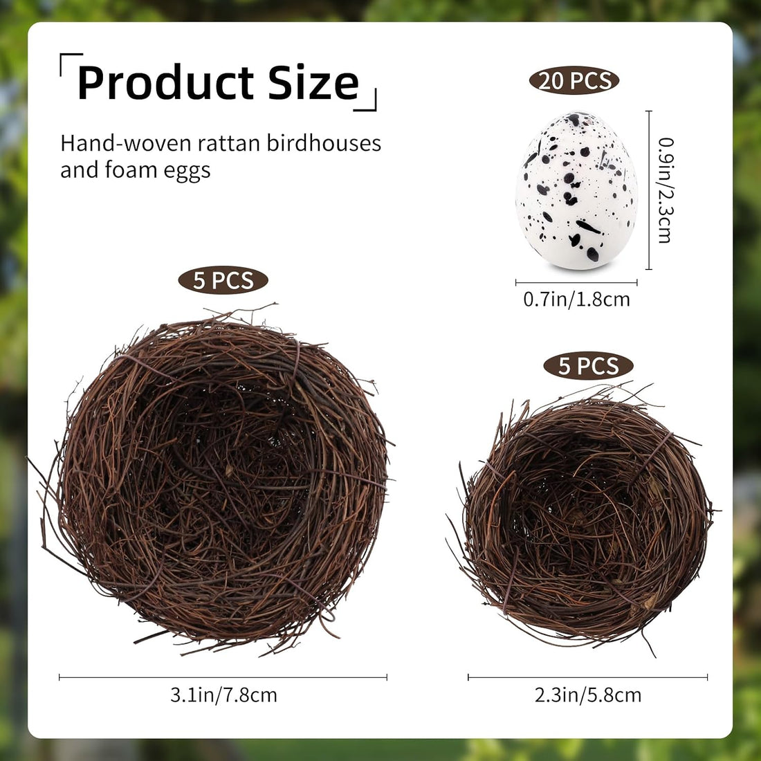 6Pcs 12" Large Artificial Bird Nests with Eggs for Crafts,Handmade