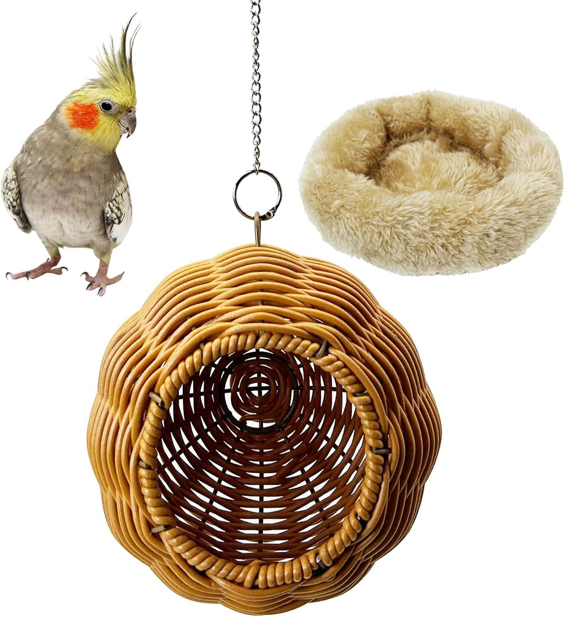Birds Nest for Cage Rattan Hanging Parakeet House Chewproof