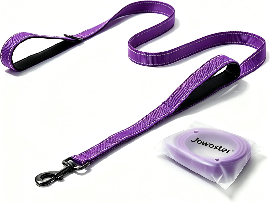 Heavy Duty Dog Leash - 2 Handles by Padded Traffic Handle for Extra