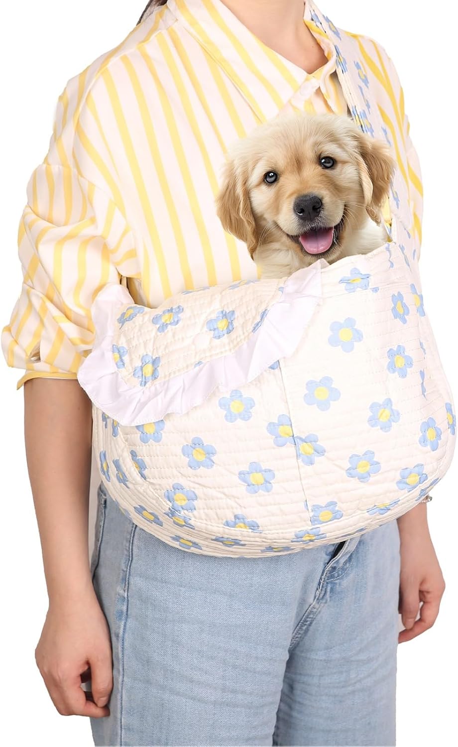 Floral Dog Carrier Sling for Cats & Small Dogs, 5-15Lbs, Medium