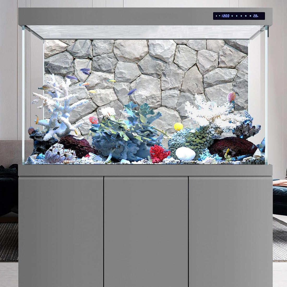 48x24 inches White Stone Aquarium Backdrop Rocky Fish Tank Background