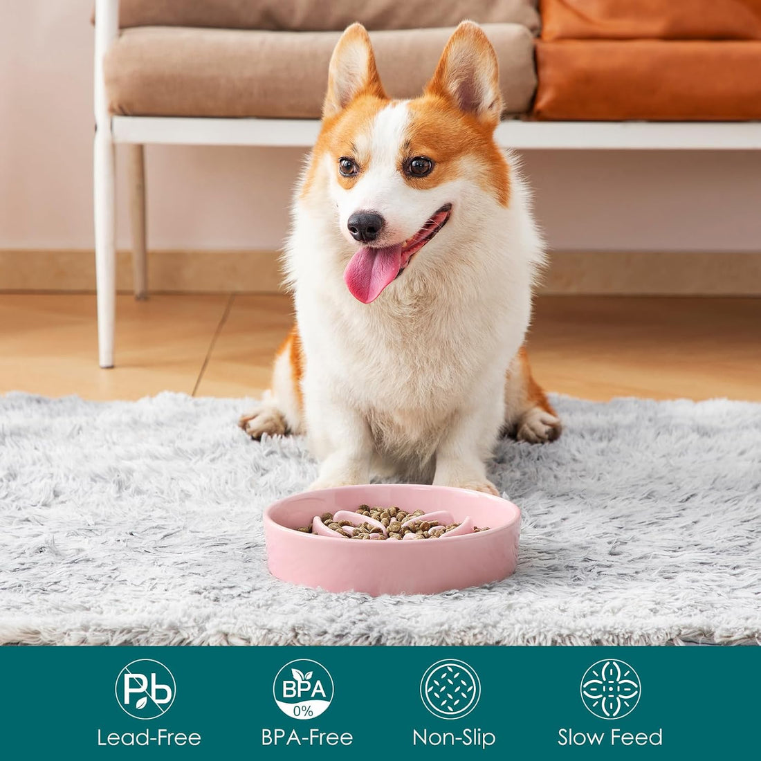 vancasso Ceramic Slow Feeder Dog Bowls