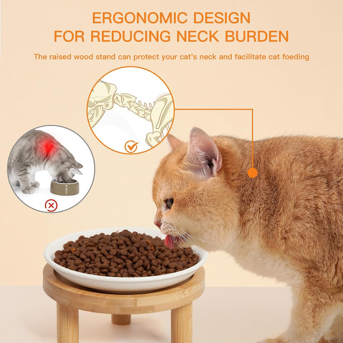 Elevated Cat Bowls Bamboo Stand