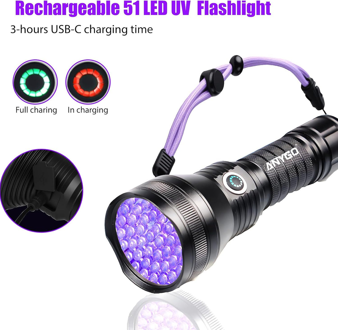 51 LED Rechargeable Ultraviolet Blacklight