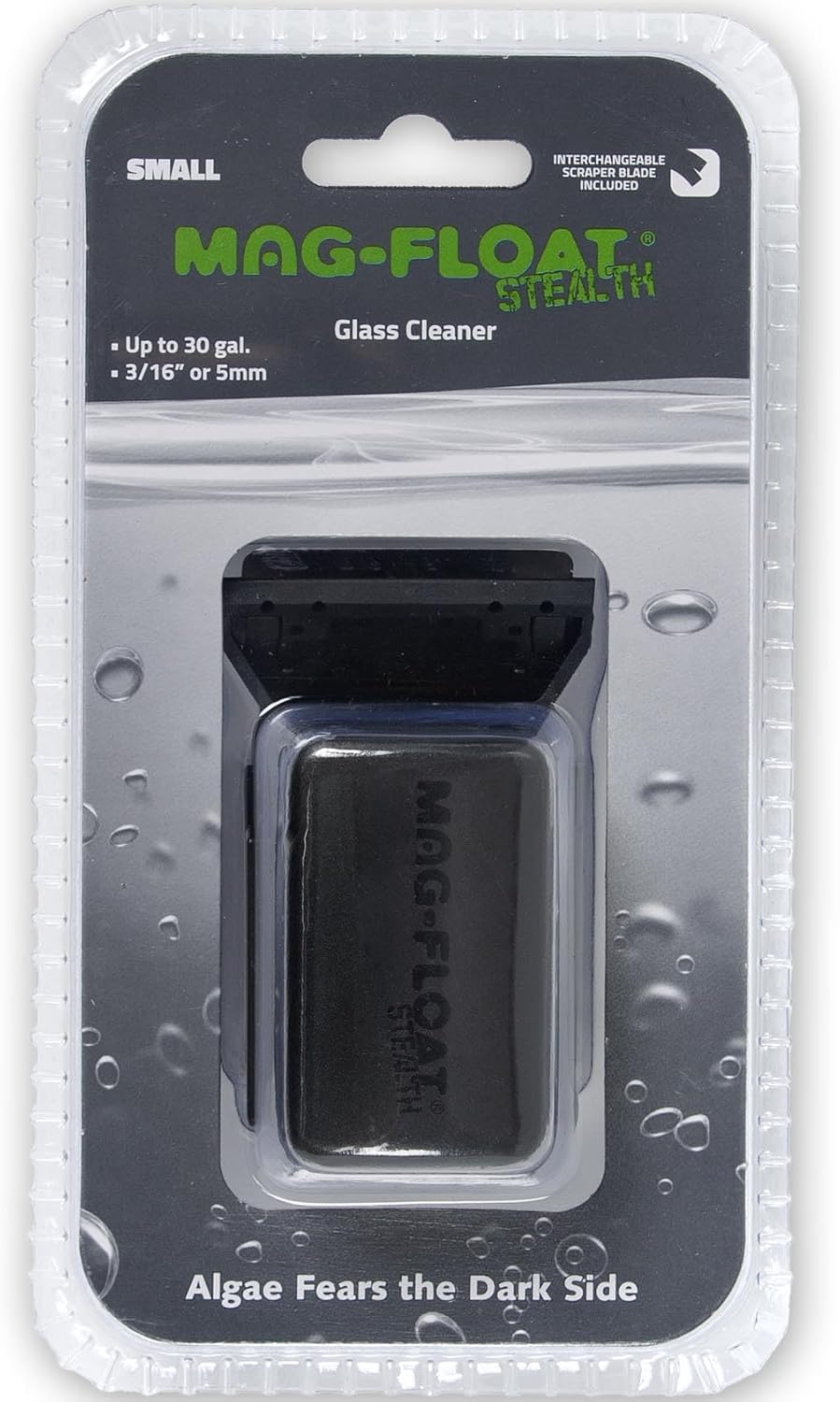 Mag-Float Medium Black Stealth Glass Magnet Aquarium Scraper Cleaner