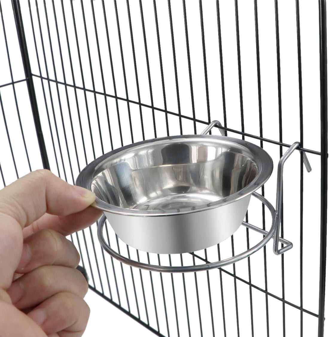 Wontee Pet Bowl Stainless Steel Hanging Food Water Bowls Bird Cage