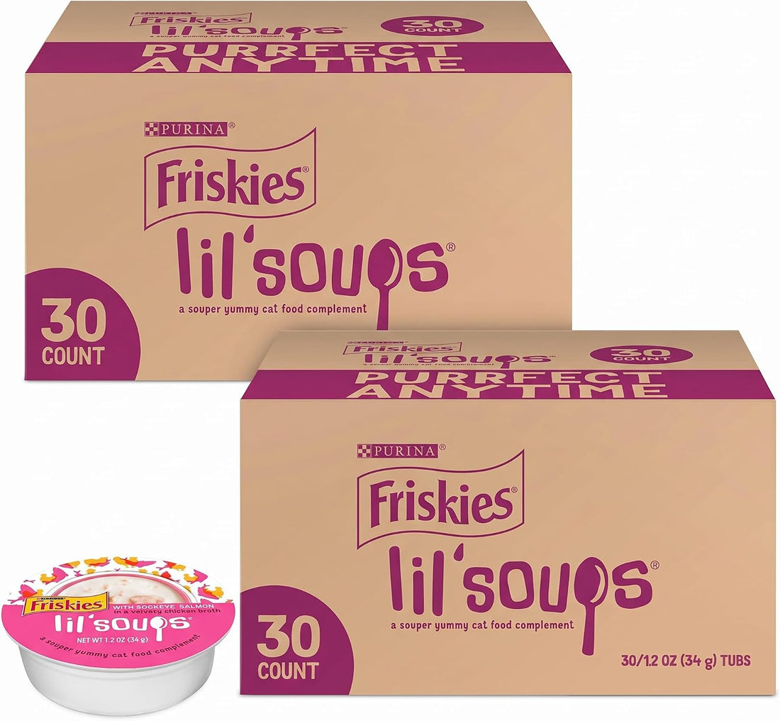 Purina Friskies Lil Soups Topper Variety Pack, 30 Count, 1.2 oz Cups