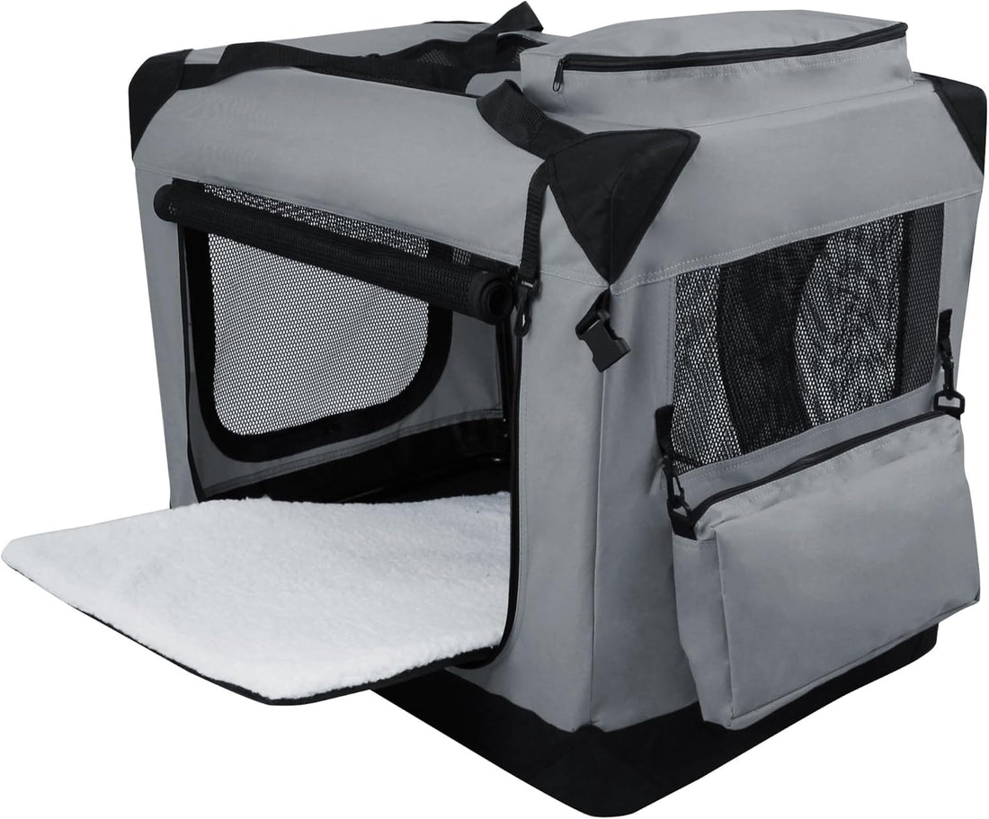EliteField 3-Door Soft Dog Crate with Bed & Carrying Bag