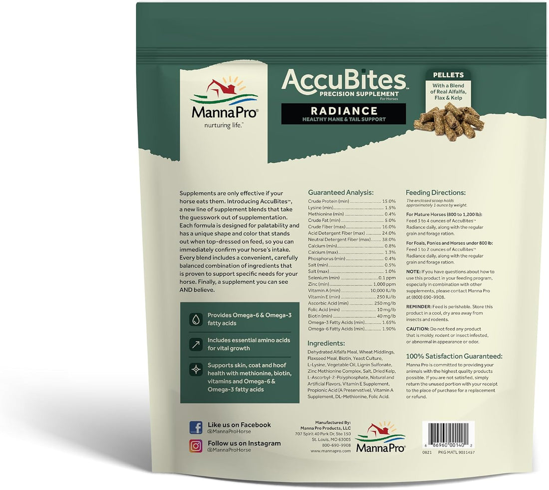 Manna Pro AccuBites Radiance Equine Supplement, 7.5 lb