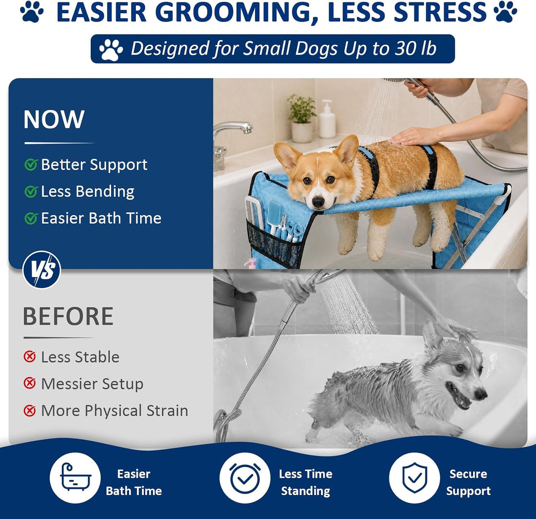 Dog Grooming Hammock for Small Pets with Stand, Dog Shower Hammock