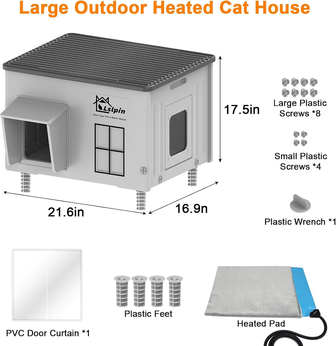 Large Heated Cat House for Outside Cats in Winter