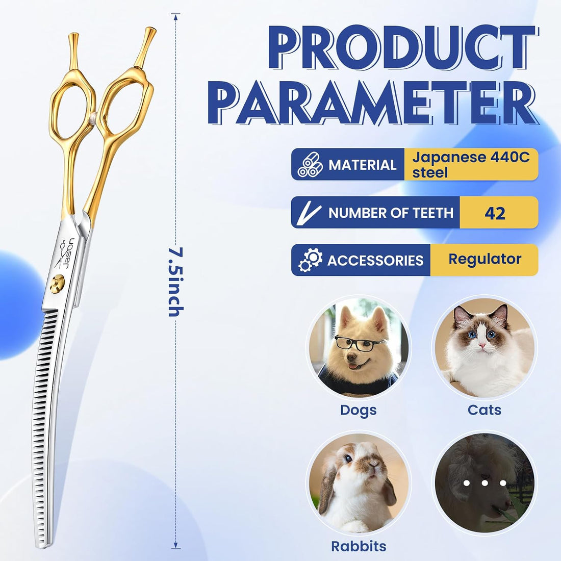 JASON Curved Dog Thinning Scissors
