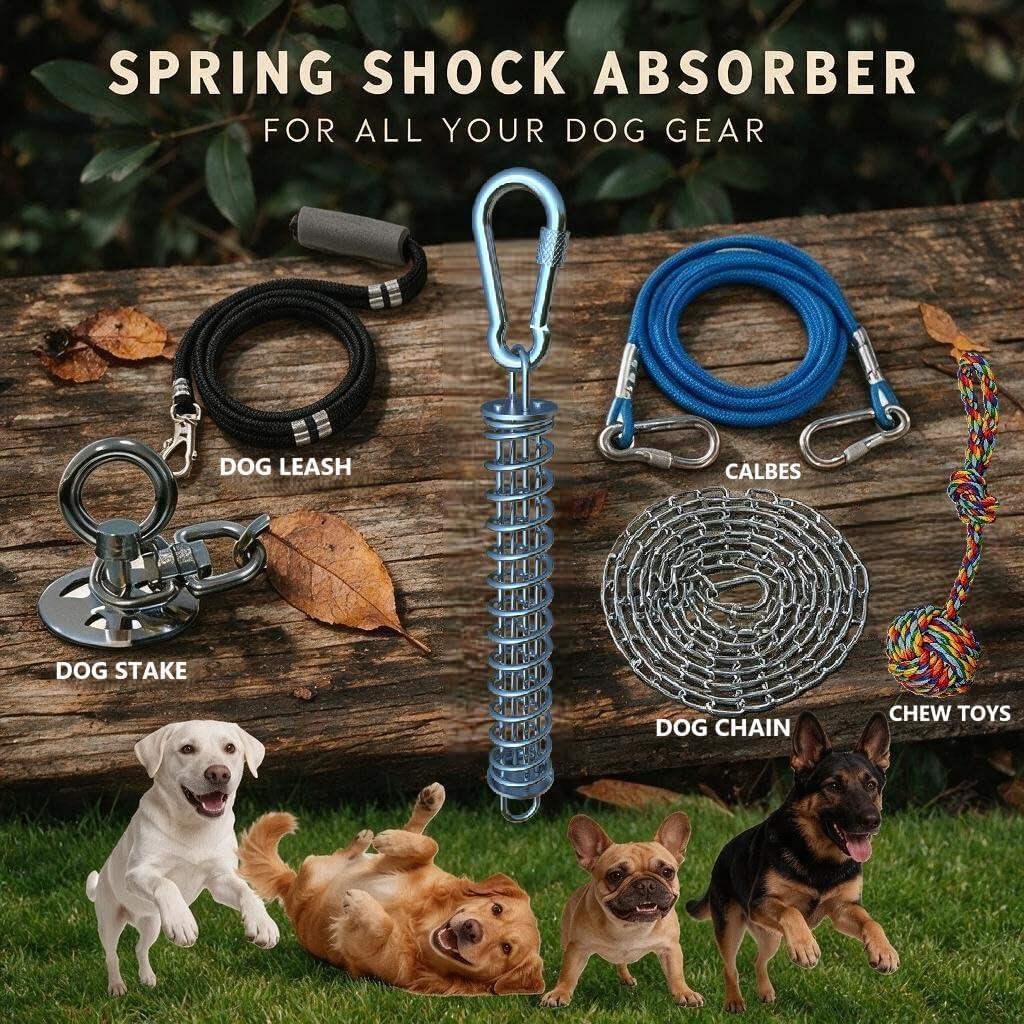 MOLANZ Dog Tie Out Spring Shock Absorber, Dog Lead