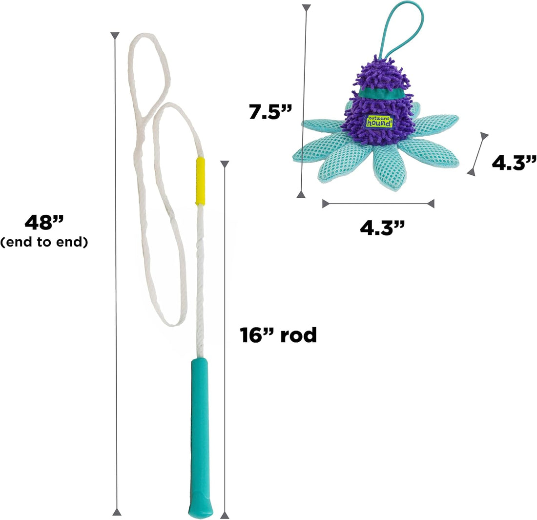 Outward Hound FlyFetch Teaser Wand Dog Toy with Crinkle Attachment