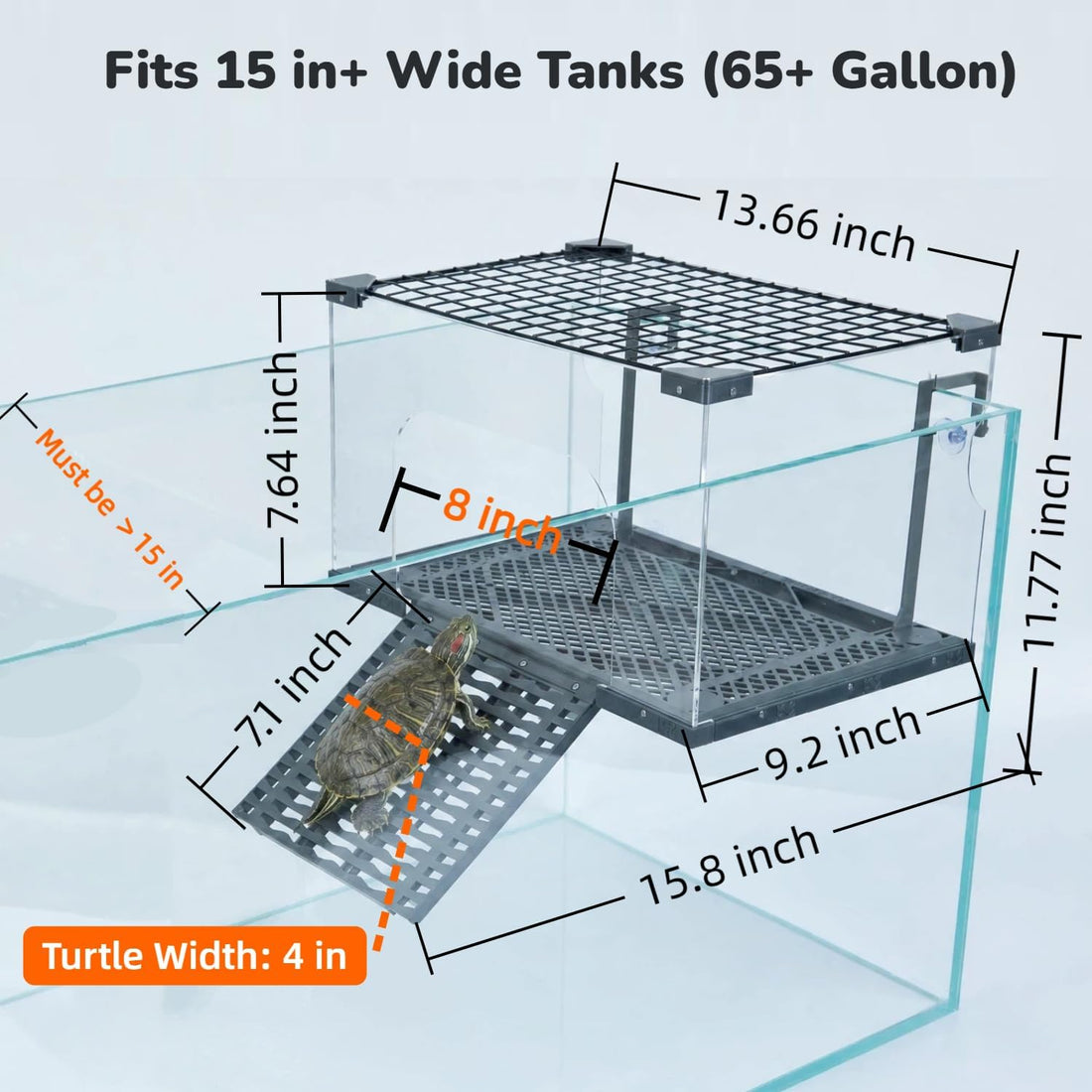 Escape-Proof Turtle Basking Platform Enclosure for 60-Gallon+ Tanks