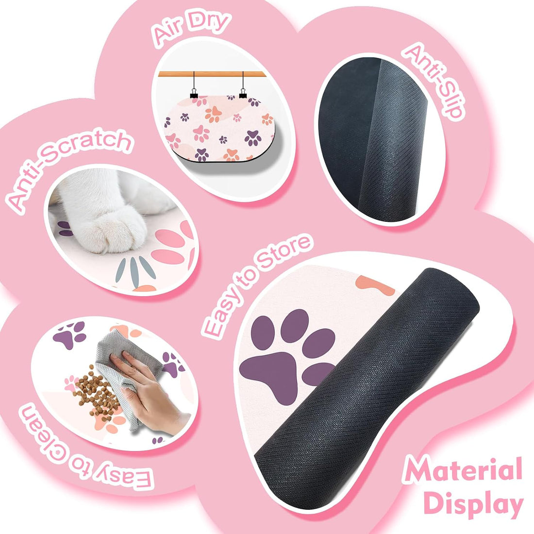 Cat Food Mat Small - 20''x12'' Absorbent Cat Feeding Mat