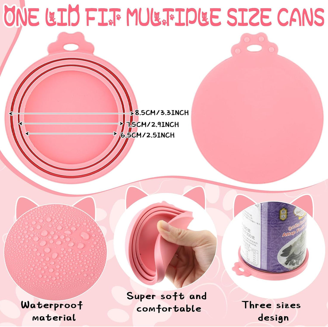 Uiifan 8 Pcs Cat Food Can Covers Lids Set