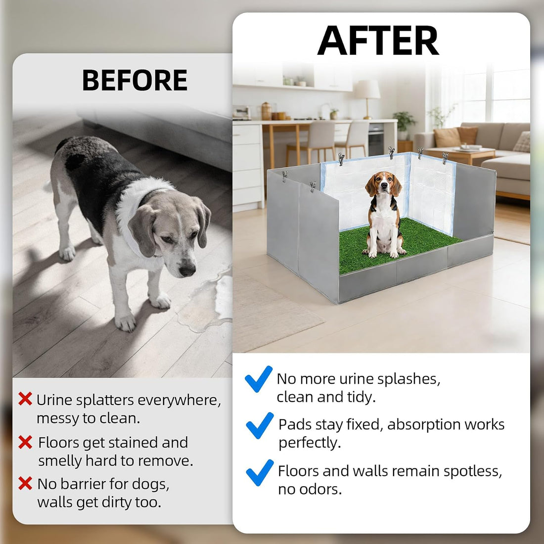 High Walls Dog Pee Pad Holder with Artificial Grass