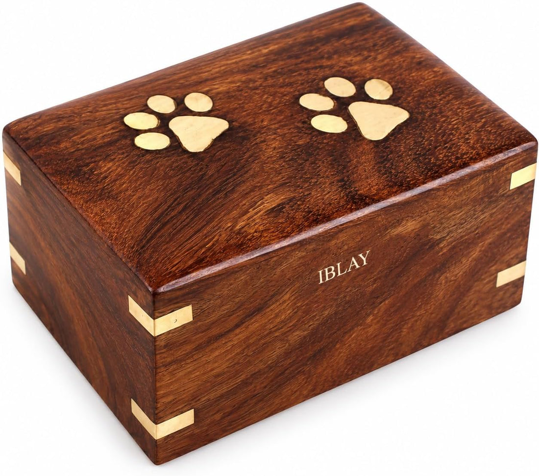 IBLAY Sheesham Wood Pet Urn Box for Dogs & Cats