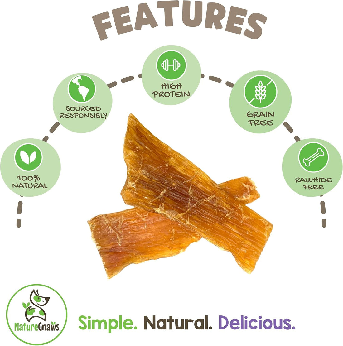 Nature Gnaws Beef Paddywack Tendons 5-6" Dog Chews, 5 Count