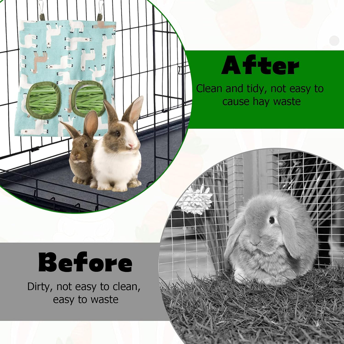2PCS Rabbit Hay Feeder, Hanging Hay Feeder Guinea Pig Hay Feeder