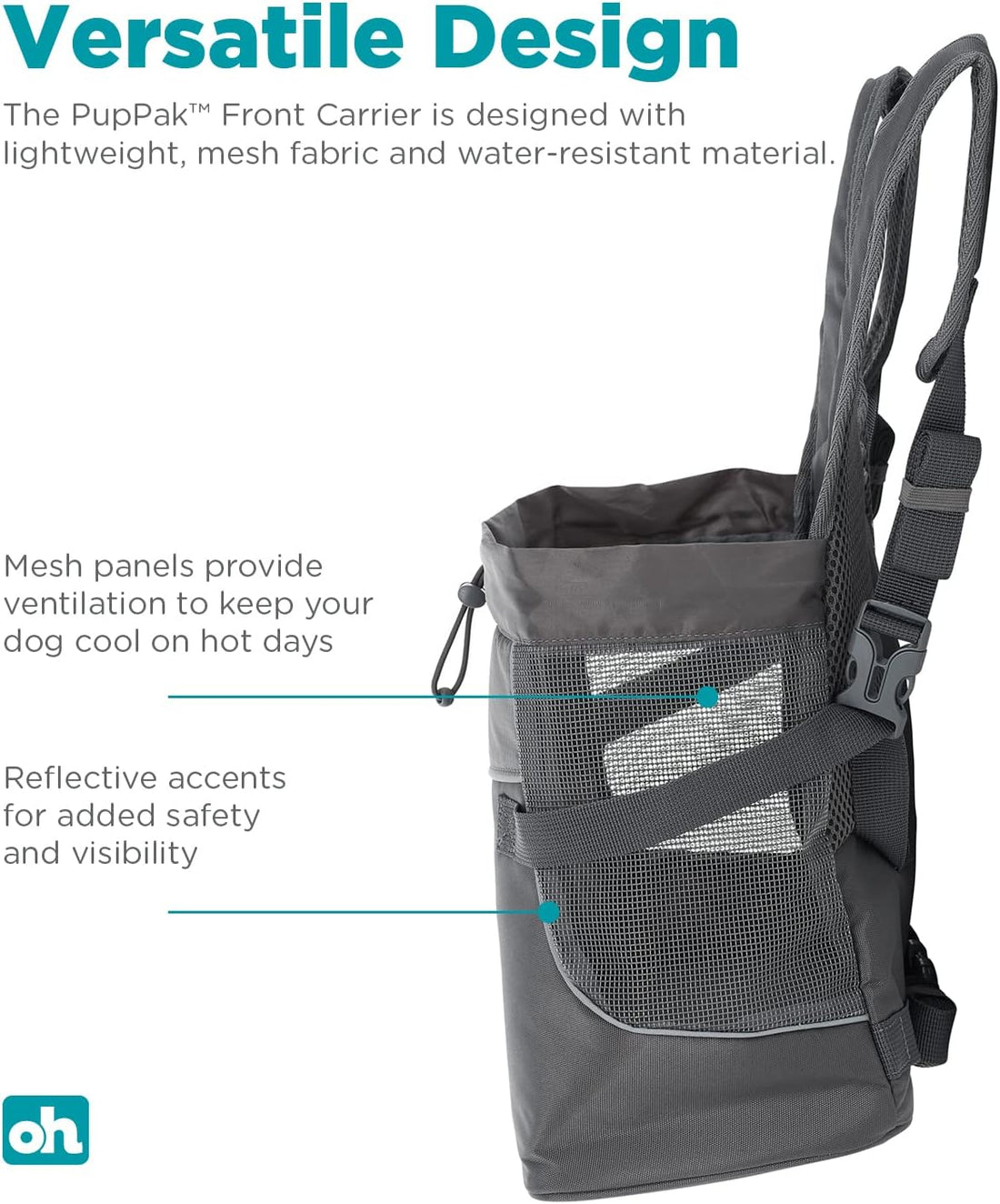 Outward Hound PupPak Dog Front Carrier, Grey, Medium, 12.5" x 9" x 14"