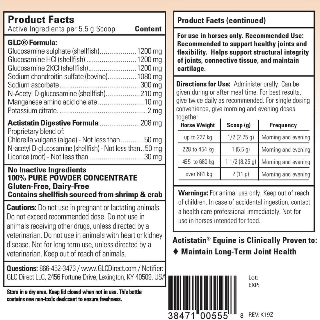 Actistatin Equine Powder - Horse Joint Supplement - 90 Day Supply