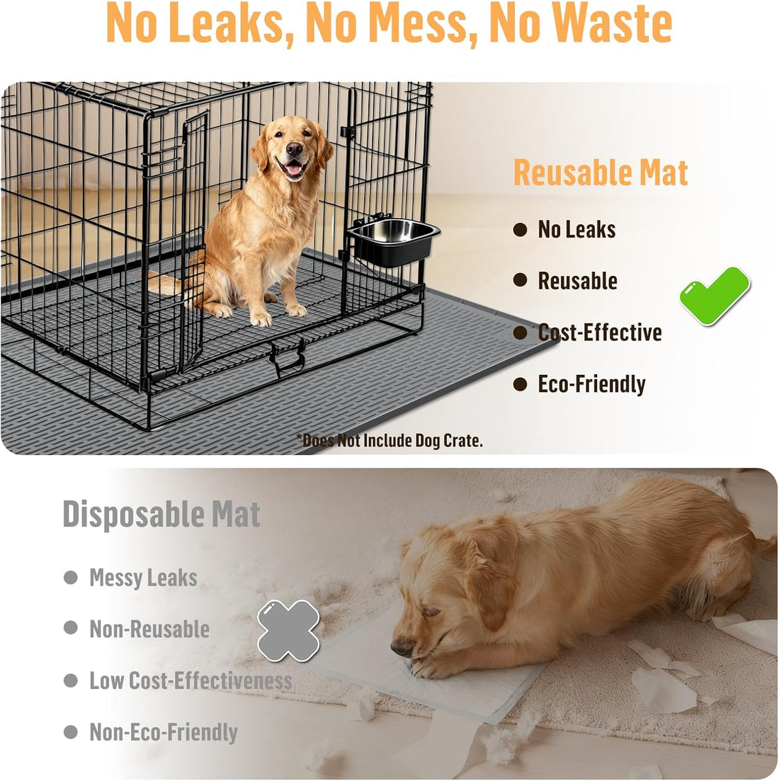 Silicone Dog Bed Mat 40"x 28" Crate Mat for Dog Cages
