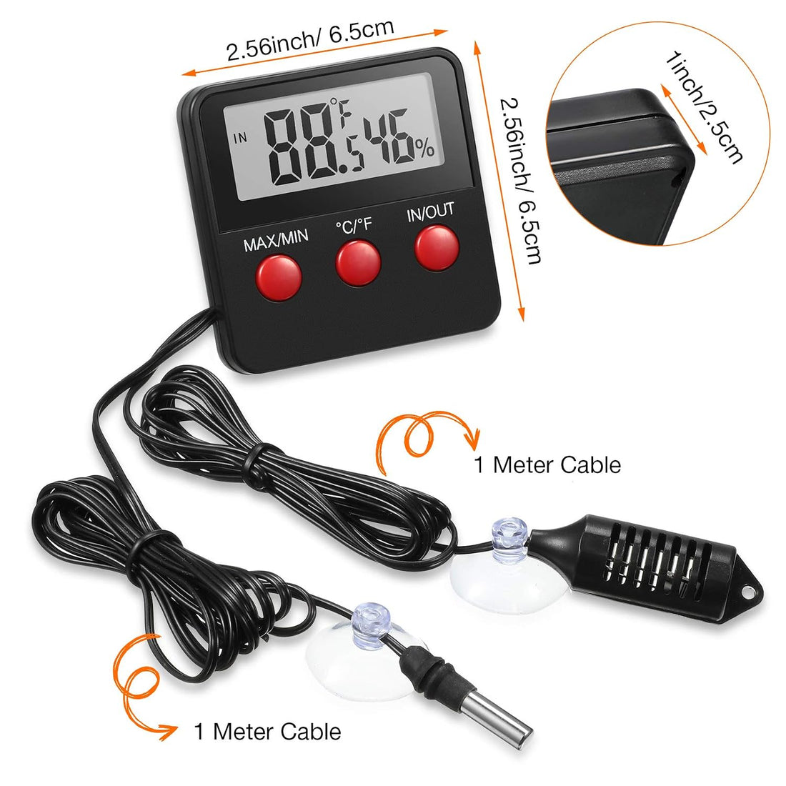 Weewooday 4 Pcs Digital Reptile Thermometer Hygrometer Gauge