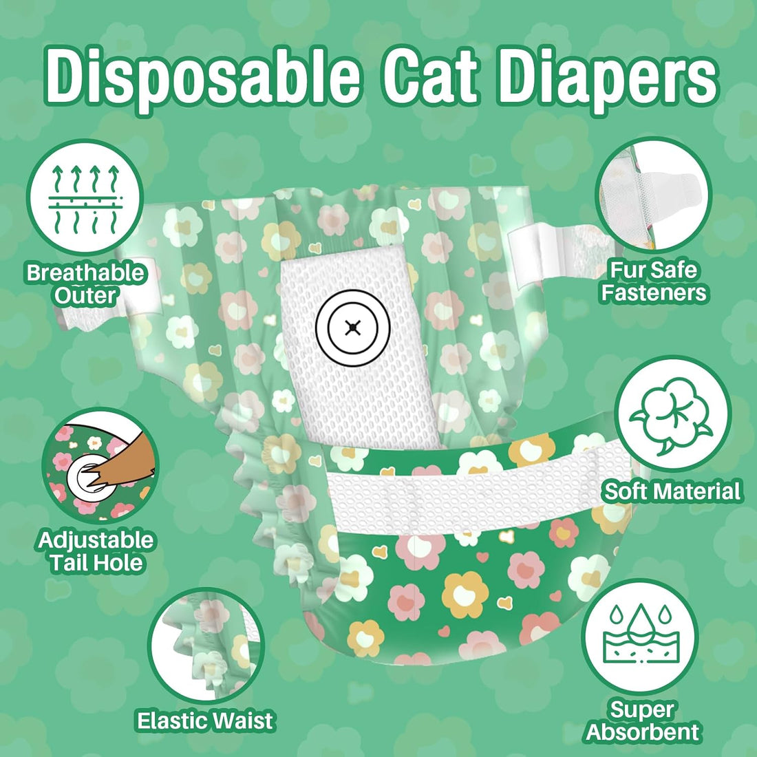 Pet Soft Disposable Cat Diapers - Diaper for Female & Male Cats