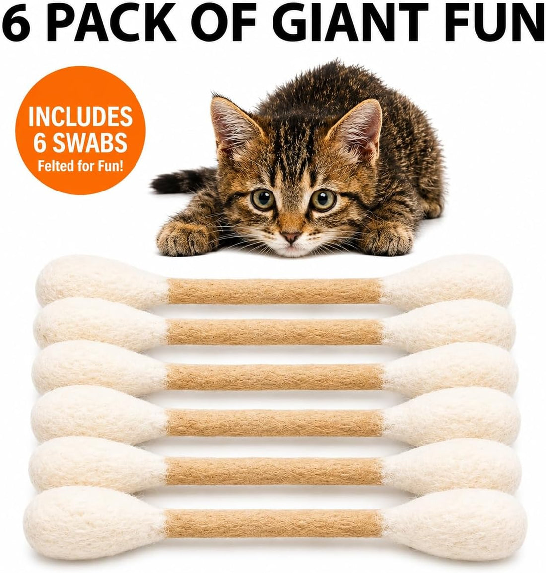 Glaciart One Swabs Cat Toys with Catnip - 6 Pk | Durable for Chew