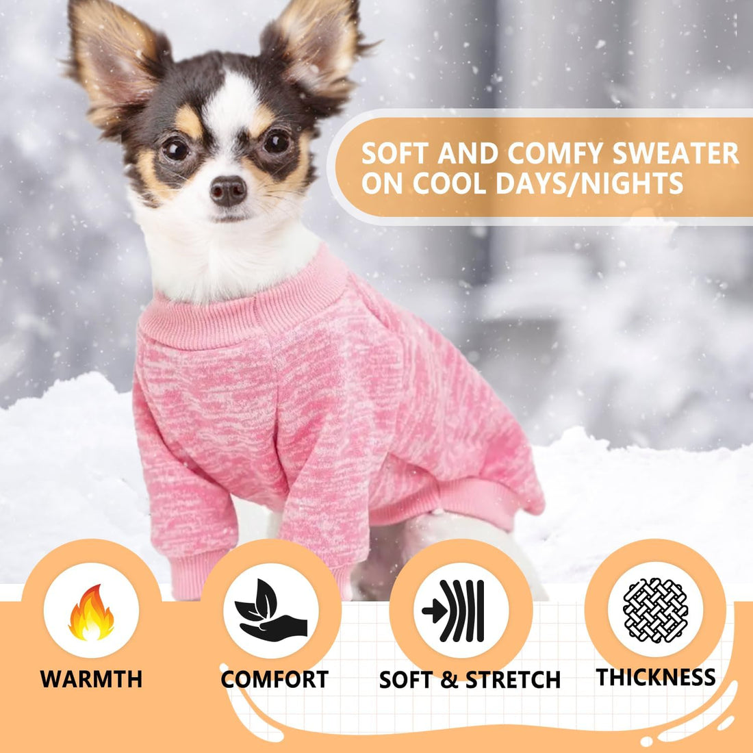 2 Pack Dog Sweaters for Small Dogs Girl Boy Fleece Puppy Sweater Warm