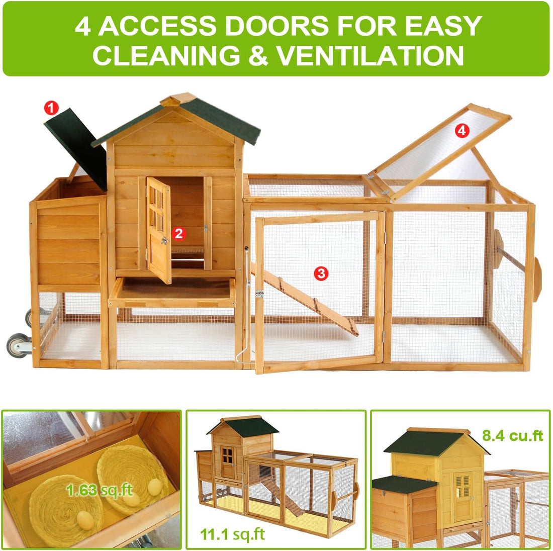 Chicken Coops for 1-2 Chickens with Wheels
