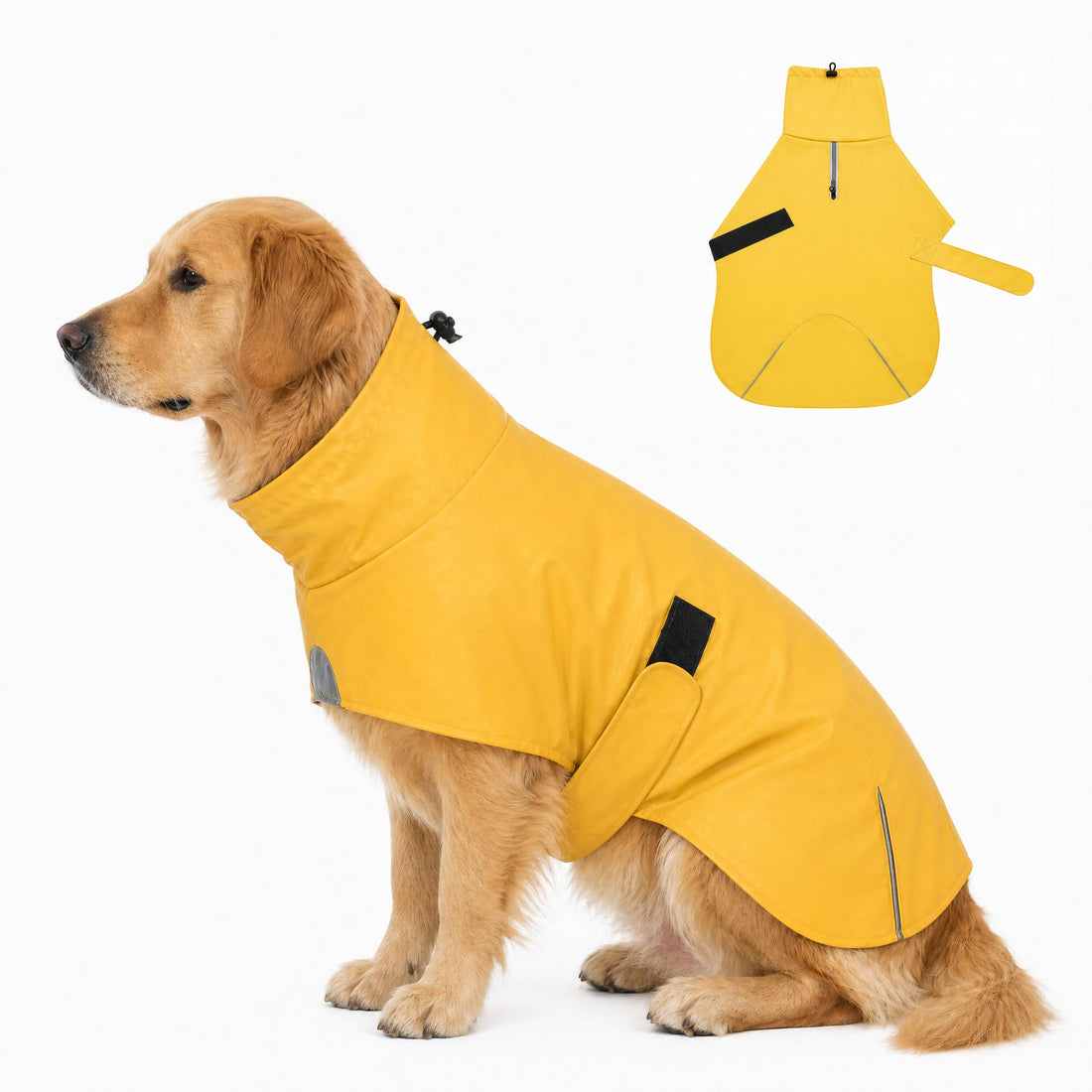 Easy-On PU Dog Raincoat, No Leg Holes (Yellow, XX-Large)