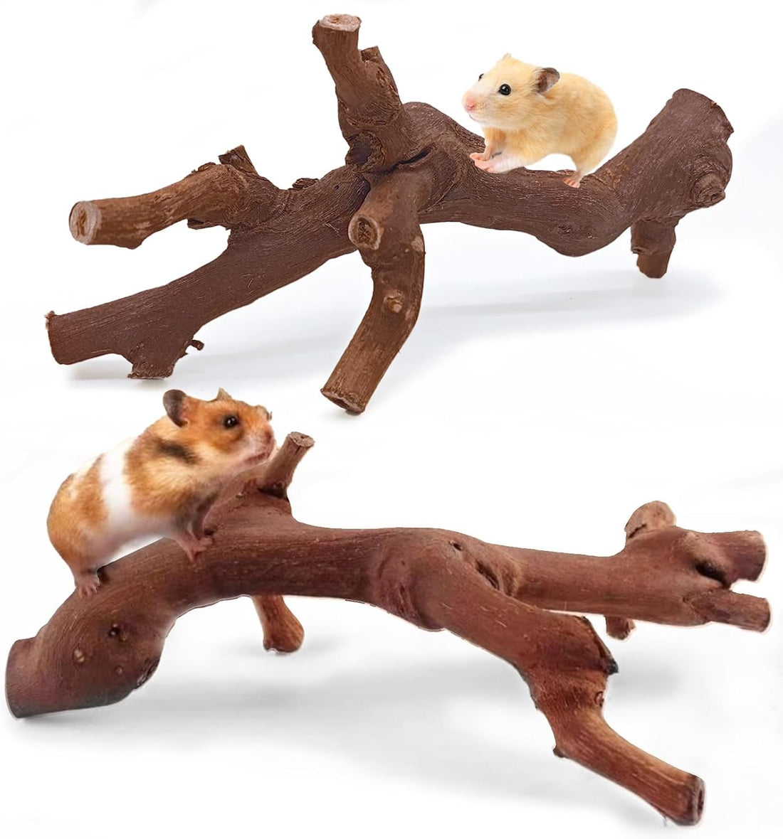 kathson 2Pcs Wood Hamster Climbing Branch Decor,Rat Climbing Chewing