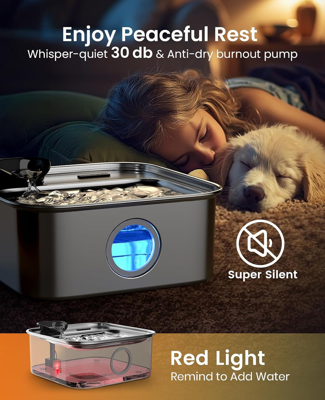 oneisall Dog Water Fountain for Large Dogs