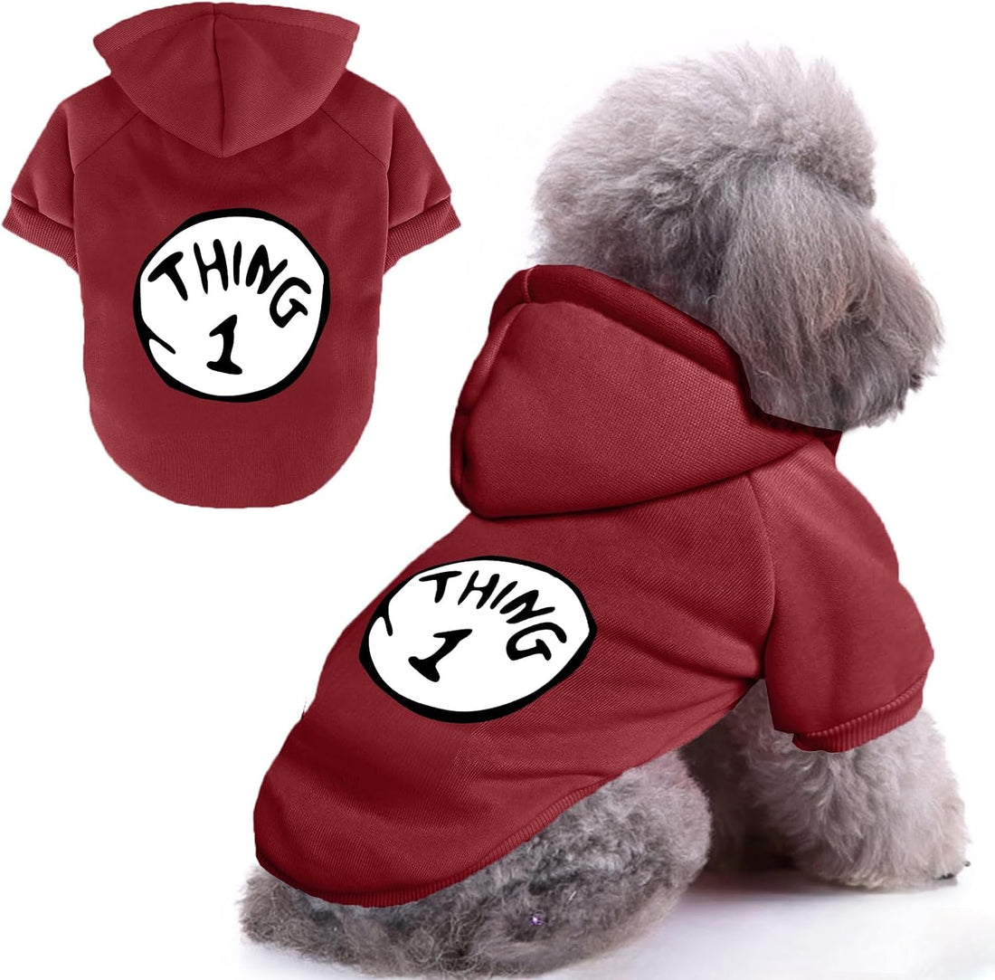 Dog Hoodie Pet Clothes for Small Dogs Thing 1 Printed Hoodies Medium