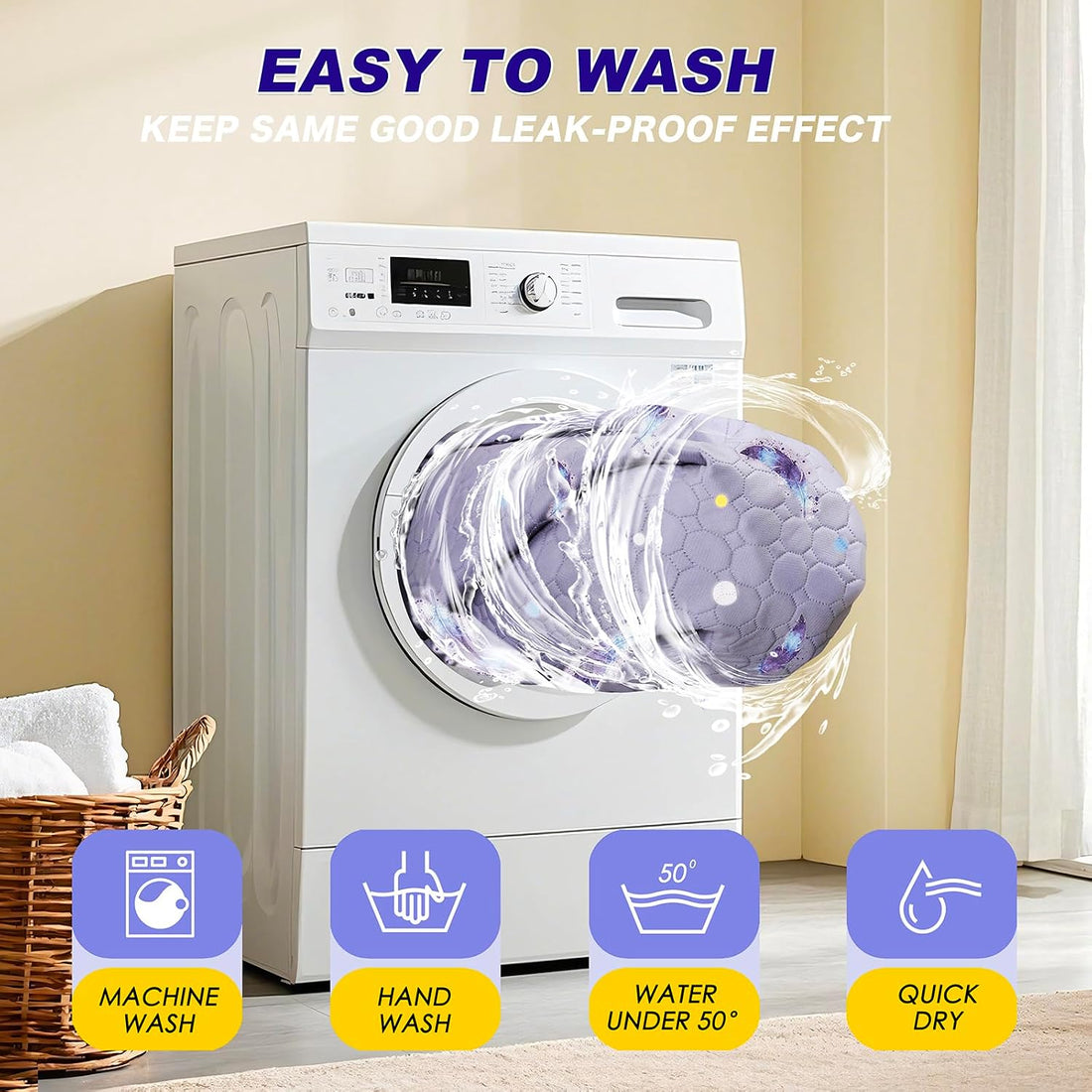 Washable Dog Pee Pads, Non-Slip Waterproof, 36 x 41 in, 2 Pack