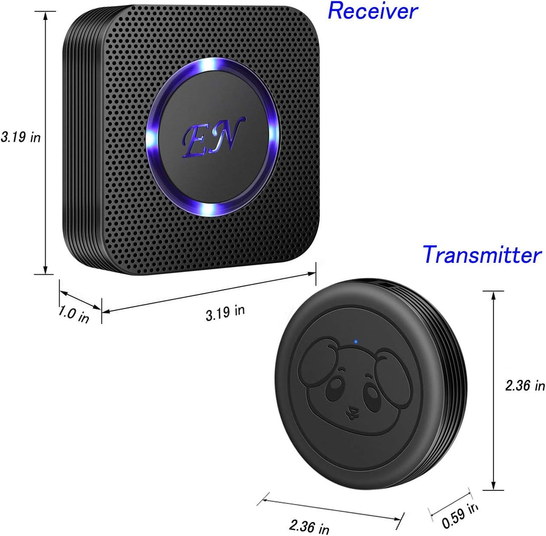 Dog Door Bell, Wireless Dog Bell, Black, 1 Receiver 4 Transmitters