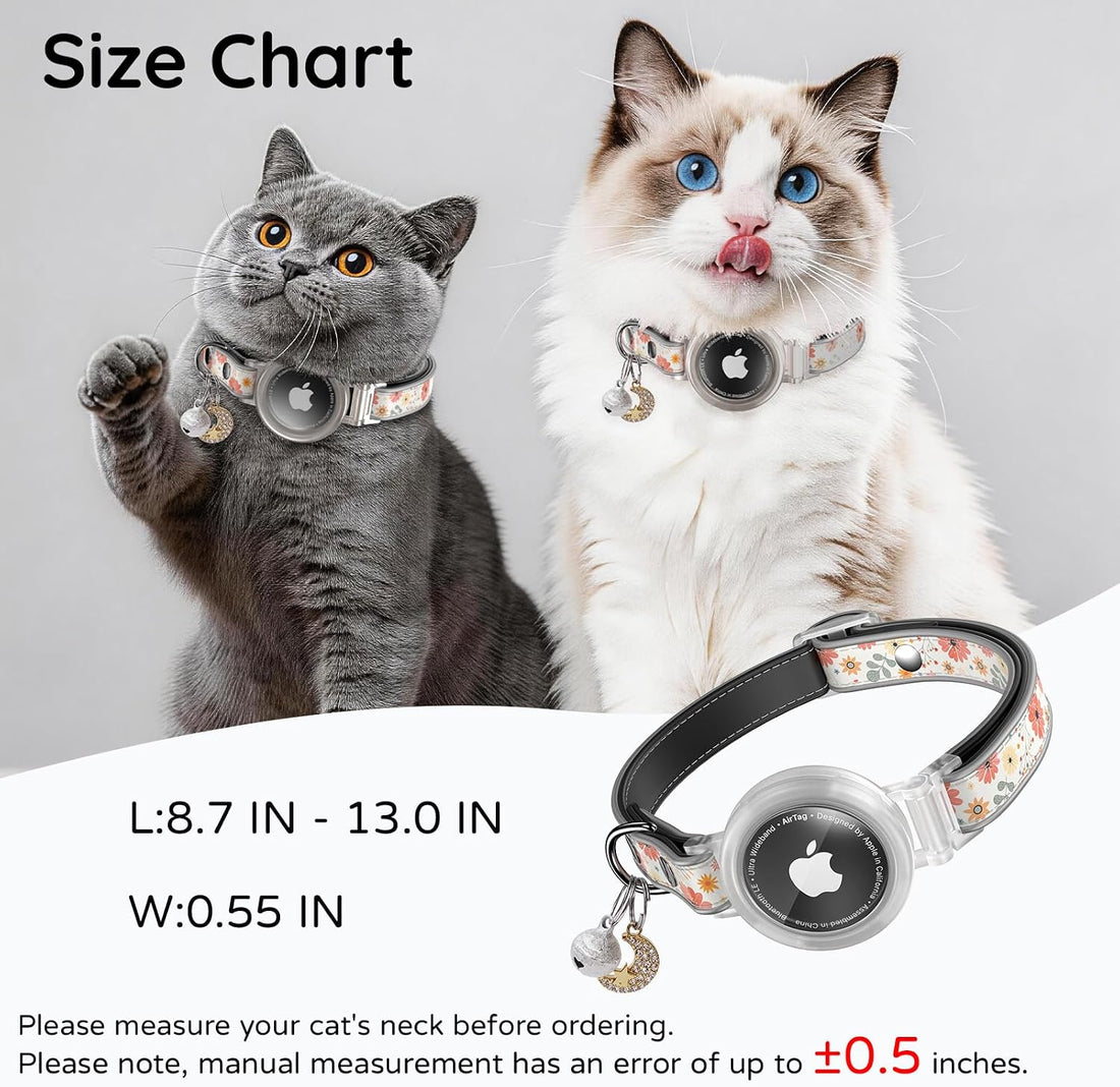 Airtag Cat Collar, Reflective Breakaway Cat Collar with Airtag Holder
