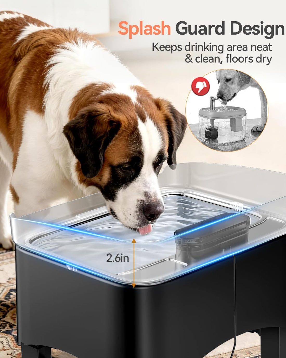 UPSKY 11L Elevated No-Spill Dog Water Fountain with 4 Adjustable